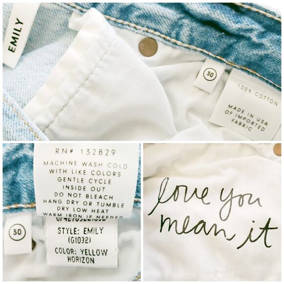 GRLFRND Emily straight leg high waist cropped jeans in Yellow Horizon Sz 30 NEW - Picture 11 of 12